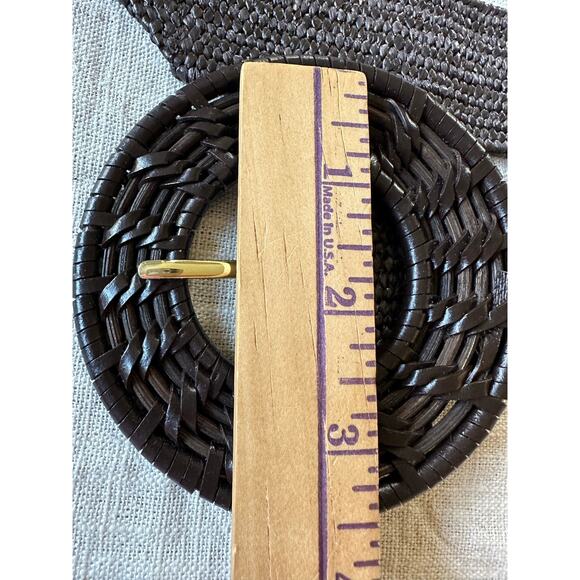 J.mclaughlin Popie Grassclot Belt dark brown woven rattan wicker preppy 34” main image 4